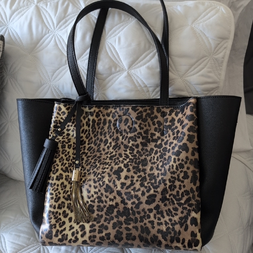 Leopard Print Black Tote Bag